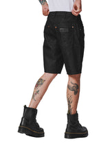 FRONTIER SHORTS FIT BIKER COLLECTION MID RISE COMFORT MEN'S DENIM SHORTS BLACK