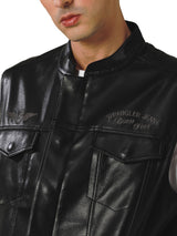 REGULAR FIT BIKER COLLECTION MEN'S VEST BLACK