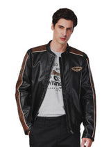 REGULAR FIT BIKER COLLECTION MEN'S JACKET BLACK