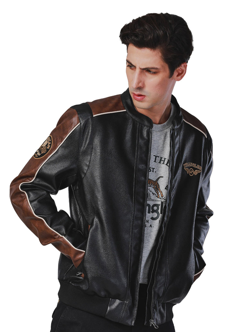 REGULAR FIT BIKER COLLECTION MEN'S JACKET BLACK