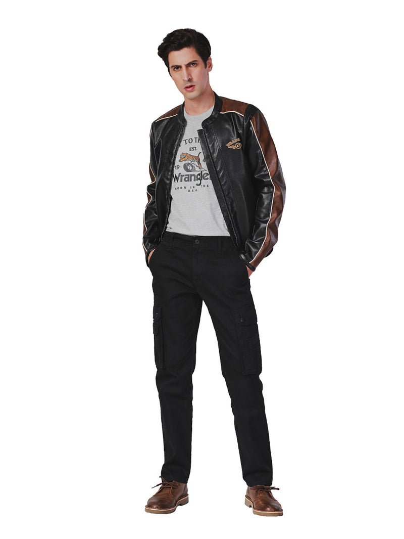 REGULAR FIT BIKER COLLECTION MEN'S JACKET BLACK