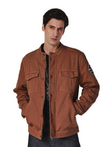 REGULAR FIT BIKER COLLECTION MEN'S BIKER JACKET BROWN