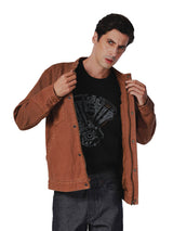 REGULAR FIT BIKER COLLECTION MEN'S BIKER JACKET BROWN