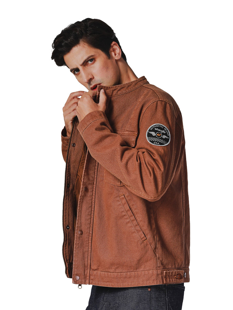 REGULAR FIT BIKER COLLECTION MEN'S BIKER JACKET BROWN