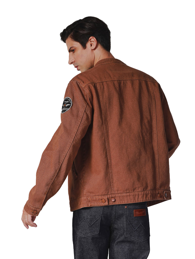 REGULAR FIT BIKER COLLECTION MEN'S BIKER JACKET BROWN