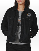 REGULAR FIT BIKER COLLECTION WOMEN'S DENIM JACKET BLACK