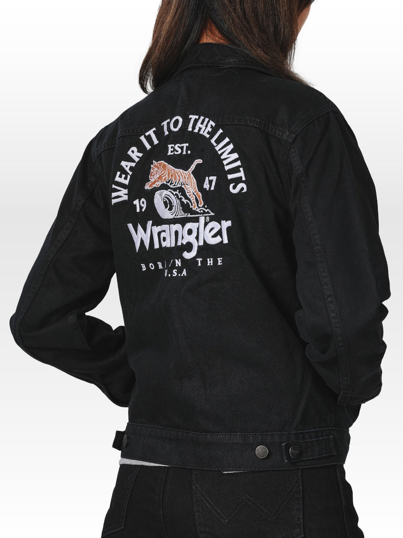 REGULAR FIT BIKER COLLECTION WOMEN'S DENIM JACKET BLACK