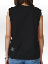 Biker Collection Regular Fit Women's Tee Sleeveless Black