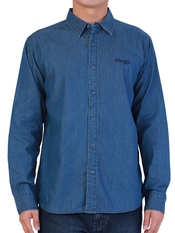 REGULAR FIT MEN'S SHIRT LONG SLEEVE MID INDIGO