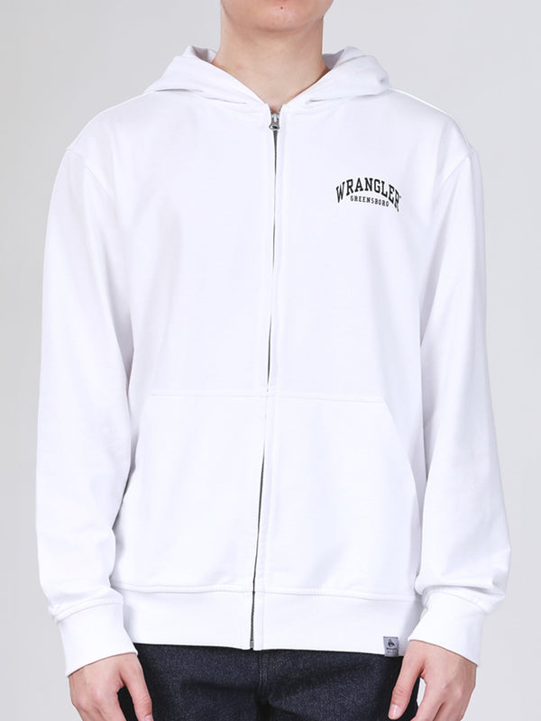 REGULAR FIT MEN'S ZIP UP HOODIE WHITE