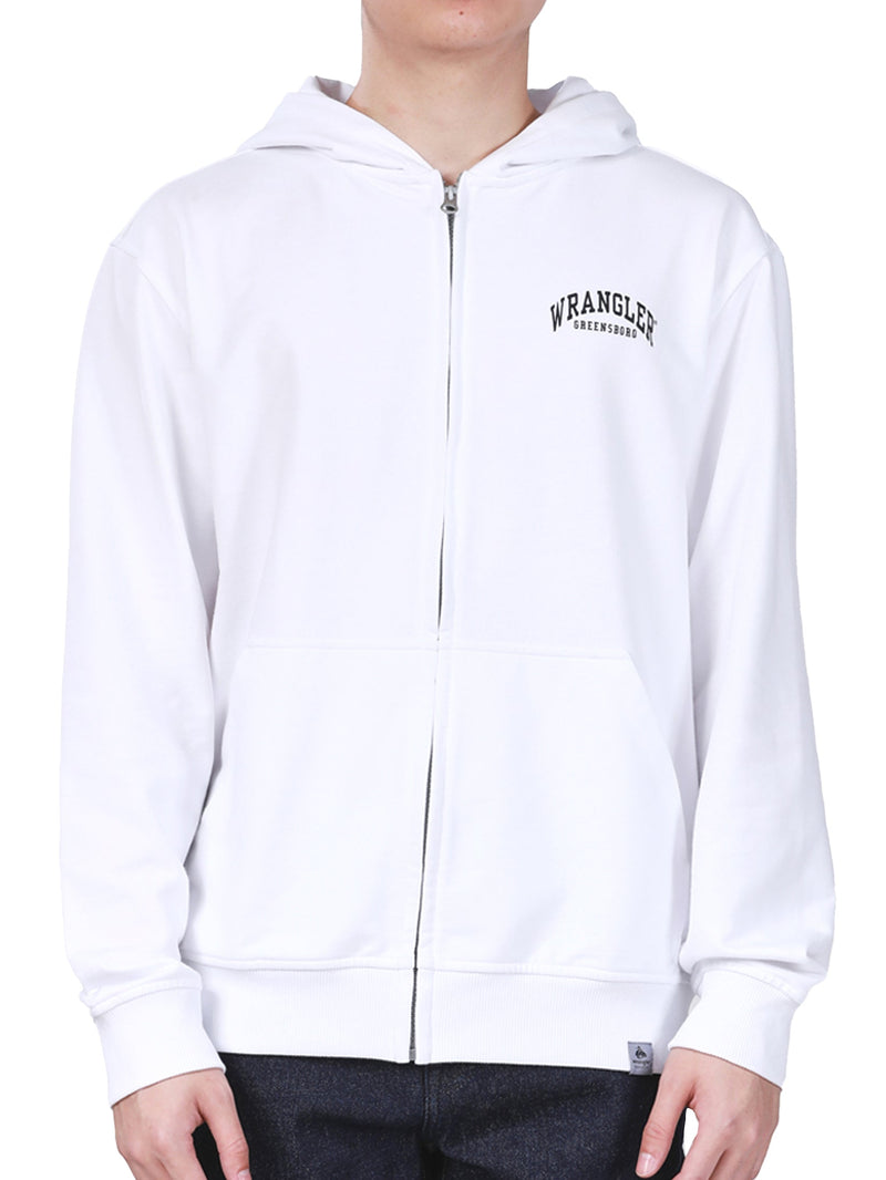 REGULAR FIT MEN'S ZIP UP HOODIE WHITE