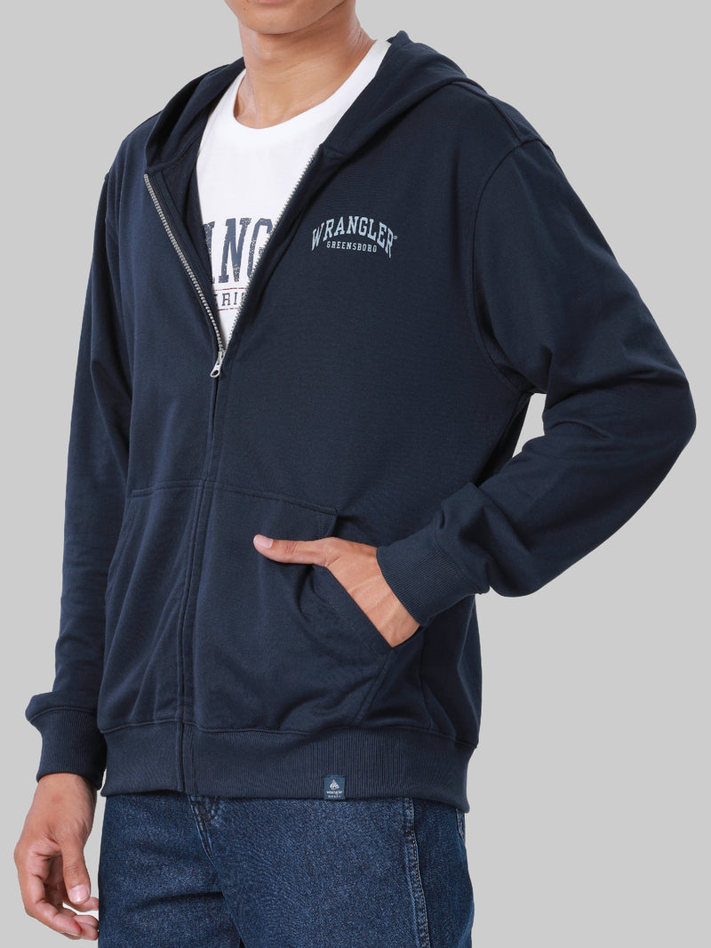 REGULAR FIT MEN'S ZIP UP HOODIE NAVY