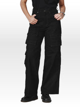 WORLDWIDE FIT BIKER COLLECTION HIGH RISE CARGO WOMEN'S JEANS SUPER BLACK