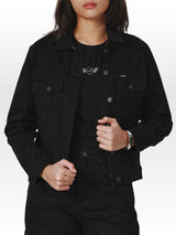 REGULAR FIT BIKER COLLECTION WOMEN'S DENIM JACKET BLACK