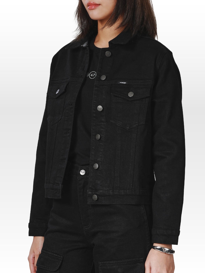 REGULAR FIT BIKER COLLECTION WOMEN'S DENIM JACKET BLACK