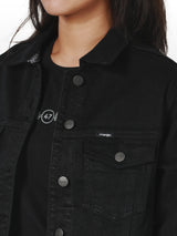 REGULAR FIT BIKER COLLECTION WOMEN'S DENIM JACKET BLACK