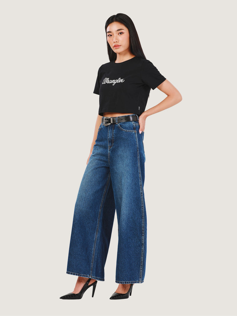 BARREL FIT EVERYDAY WITH WRANGLER COLLECTION BALLOON HIGH RISE BALLOON RELAXED WOMEN'S JEANS MID INDIGO