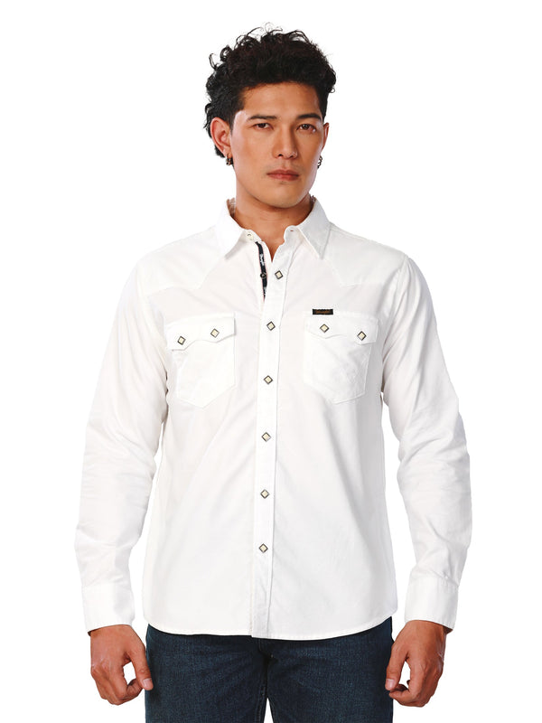 REGULAR FIT EVERYDAY WITH WRANGLER COLLECTION MEN'S SHIRT LONG SLEEVE WHITE