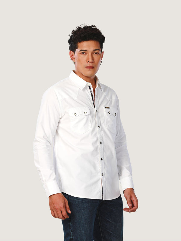 REGULAR FIT EVERYDAY WITH WRANGLER COLLECTION MEN'S SHIRT LONG SLEEVE WHITE