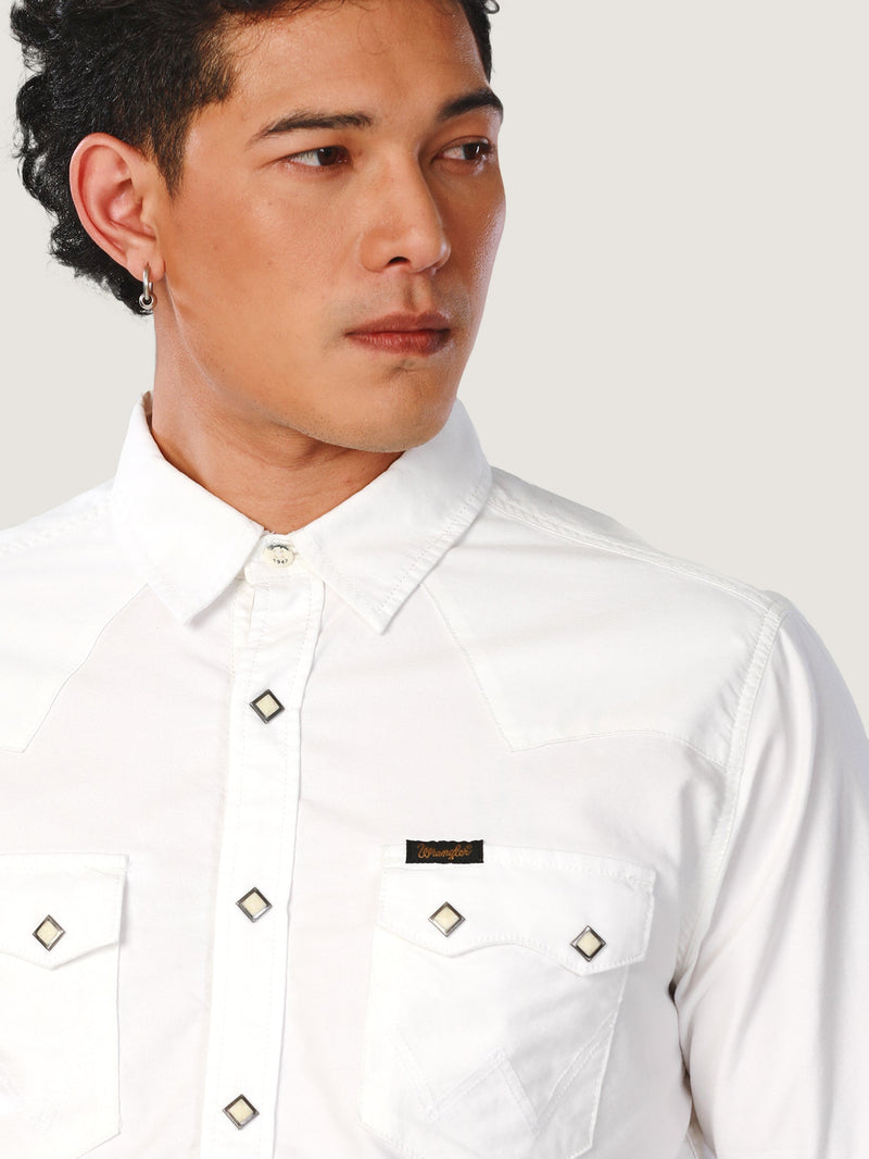 REGULAR FIT EVERYDAY WITH WRANGLER COLLECTION MEN'S SHIRT LONG SLEEVE WHITE