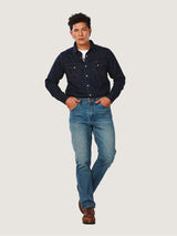 REGULAR FIT EVERYDAY WITH WRANGLER COLLECTION MEN'S DENIM SHIRT LONG SLEEVE DARK INDIGO