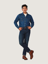 เสื้อเชิ้ตแขนยาวผู้ชาย คอลเลคชั่น EVERYDAY WITH WRANGLER ทรงตรง สียีนส์กลาง