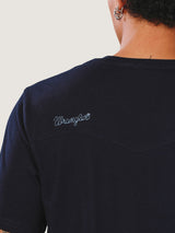 เสื้อยืดแขนสั้นผู้ชาย คอลเลคชั่น EVERYDAY WITH WRANGLER ทรงตรง สีกรมท่า