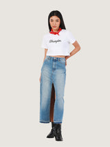 เสื้อยืดแขนสั้นผู้หญิง คอลเลคชั่น EVERYDAY WITH WRANGLER CROPPED FIT สีขาว