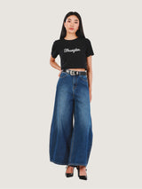 เสื้อยืดแขนสั้นผู้หญิง คอลเลคชั่น EVERYDAY WITH WRANGLER CROPPED FIT สีดำ