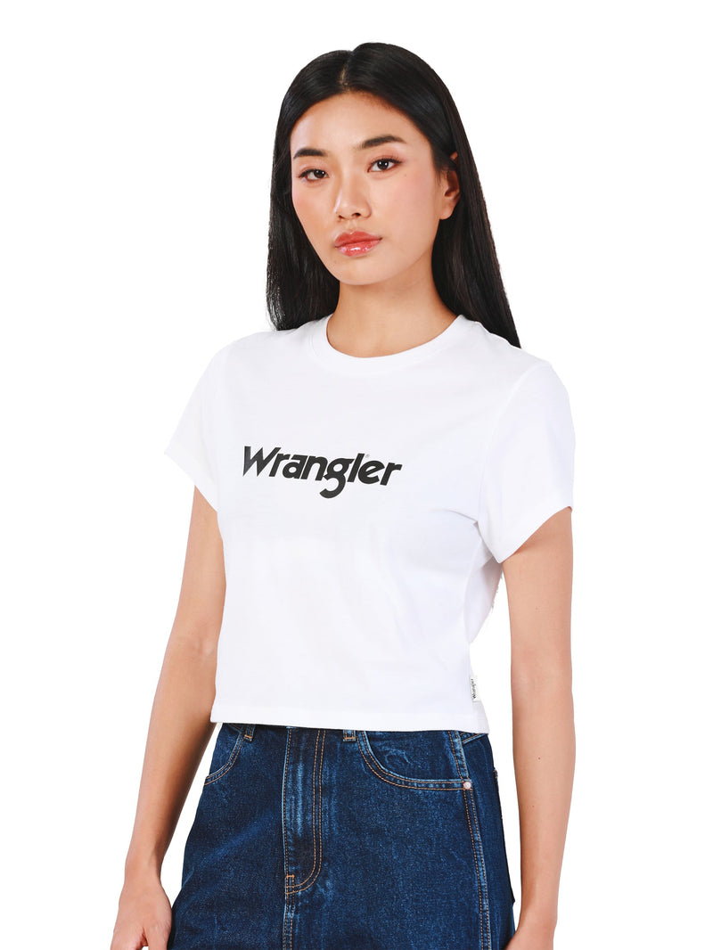 เสื้อยืดแขนสั้นผู้หญิง คอลเลคชั่น EVERYDAY WITH WRANGLER SLIM FIT สีขาว