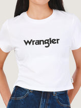 เสื้อยืดแขนสั้นผู้หญิง คอลเลคชั่น EVERYDAY WITH WRANGLER SLIM FIT สีขาว