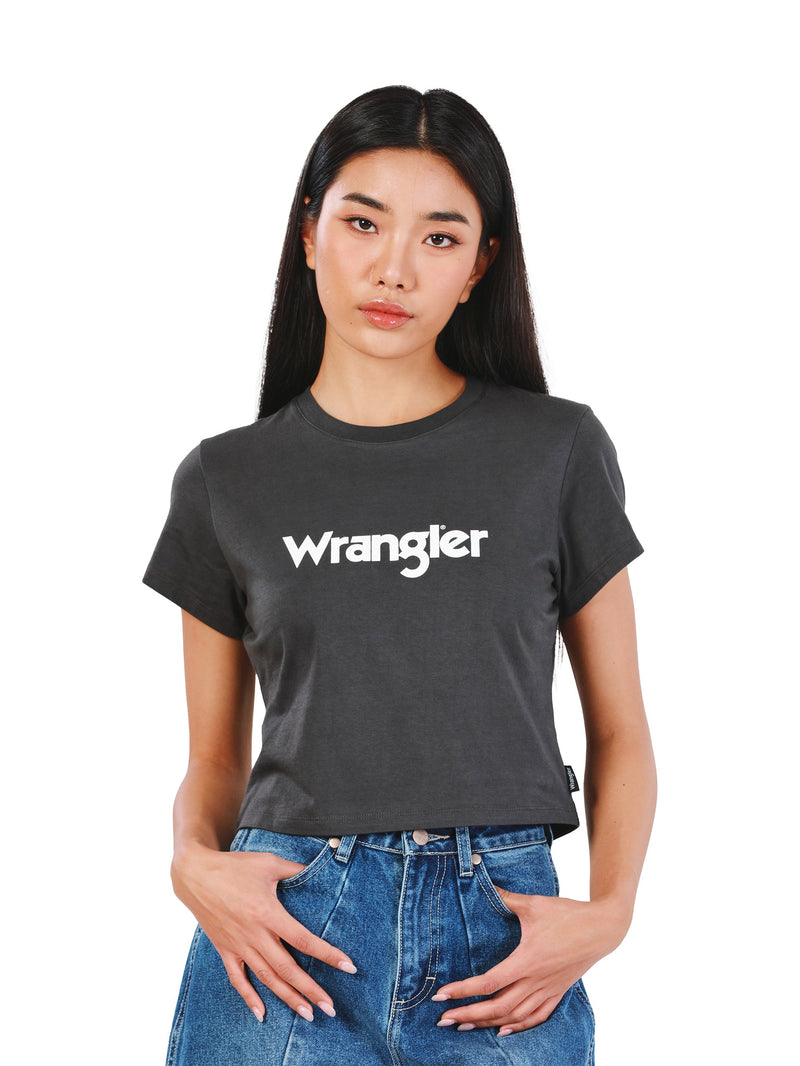 เสื้อยืดแขนสั้นผู้หญิง คอลเลคชั่น EVERYDAY WITH WRANGLER SLIM FIT สีเทา