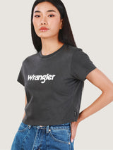 เสื้อยืดแขนสั้นผู้หญิง คอลเลคชั่น EVERYDAY WITH WRANGLER SLIM FIT สีเทา