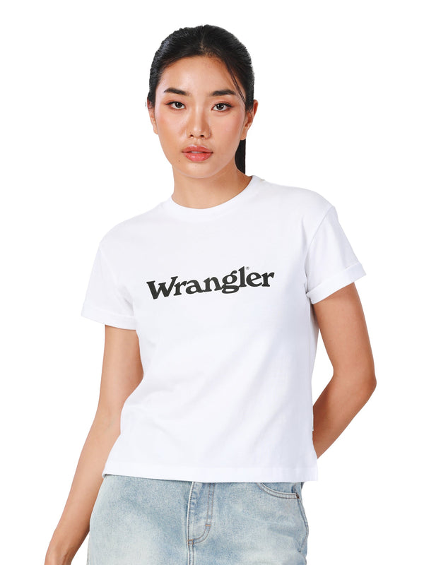 เสื้อยืดแขนสั้นผู้หญิง คอลเลคชั่น EVERYDAY WITH WRANGLER RELAXED FIT สีขาว