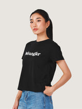 เสื้อยืดแขนสั้นผู้หญิง คอลเลคชั่น EVERYDAY WITH WRANGLER RELAXED FIT สีดำ