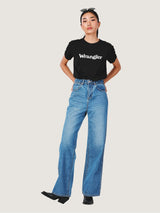 เสื้อยืดแขนสั้นผู้หญิง คอลเลคชั่น EVERYDAY WITH WRANGLER RELAXED FIT สีดำ