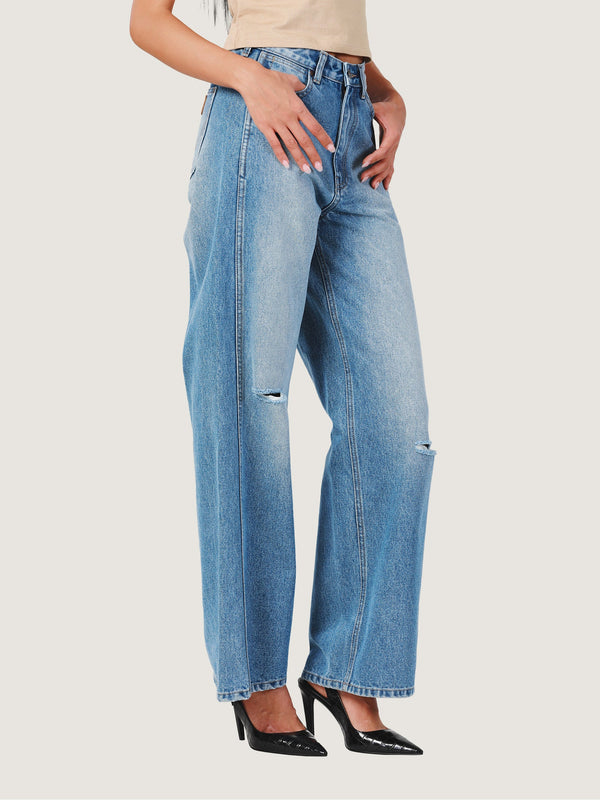 BAGGY FIT EVERYDAY WITH WRANGLER COLLECTION HIGH RISE RELAXED WOMEN'S JEANS MID INDIGO