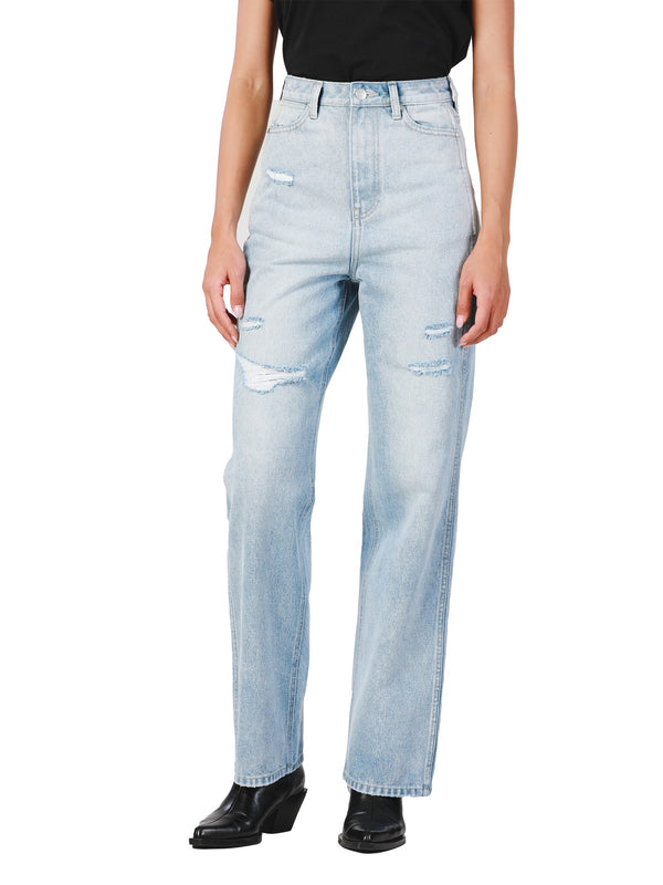 กางเกงยีนส์ผู้หญิง คอลเลคชั่น EVERYDAY WITH WRANGLER LOOSE FIT เอวสูง ทรงหลวม สียีนส์อ่อน