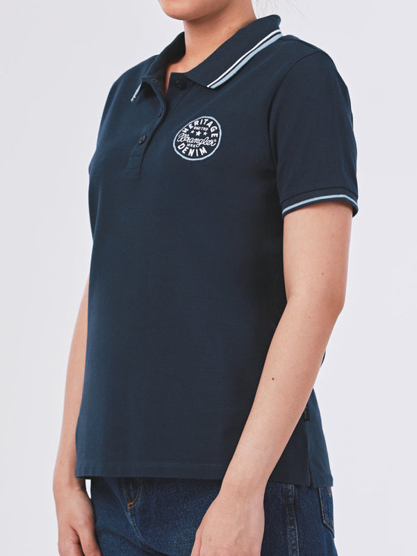 REGULAR FIT WRANGLER KEEPS YOU COOL COLLECTION WOMEN'S POLO SHORT SLEEVE NAVY