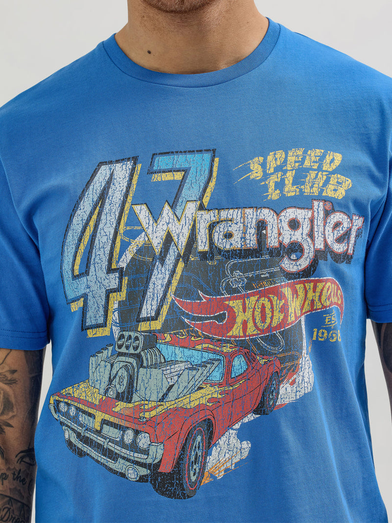 REGULAR FIT WRANGLER X HOT WHEELS COLLECTION MEN'S TEE SHORT SLEEVE BLUE