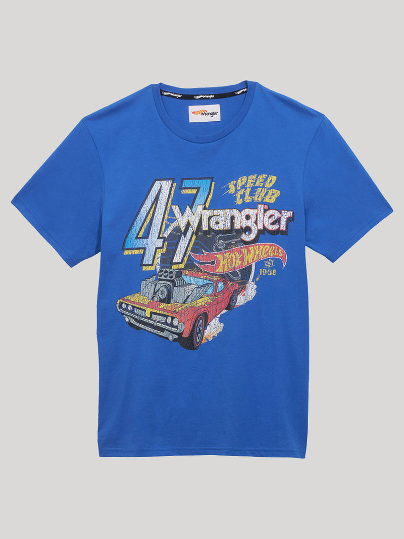 REGULAR FIT WRANGLER X HOT WHEELS COLLECTION MEN'S TEE SHORT SLEEVE BLUE