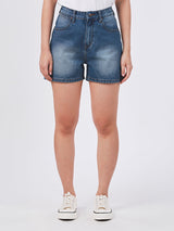 SHORTS FIT MID RISE WOMEN'S DENIM SHORTS MID INDIGO