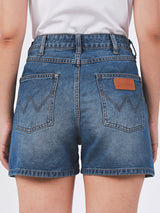 SHORTS FIT MID RISE WOMEN'S DENIM SHORTS MID INDIGO