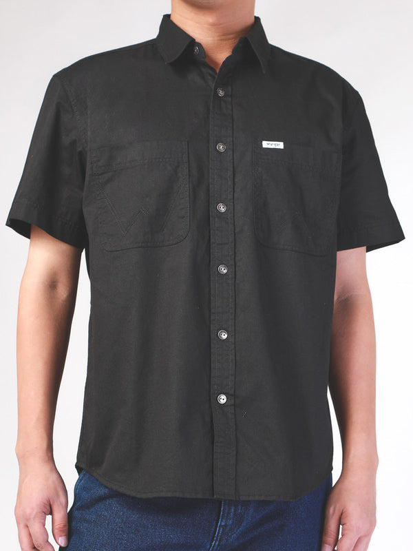 REGULAR FIT MEN'S SHIRT SHORT SLEEVE BLACK