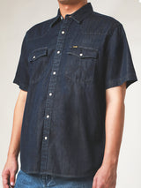 REGULAR FIT WRANGLER FOR ALL COLLECTION MEN'S SHIRT SHORT SLEEVE DARK INDIGO