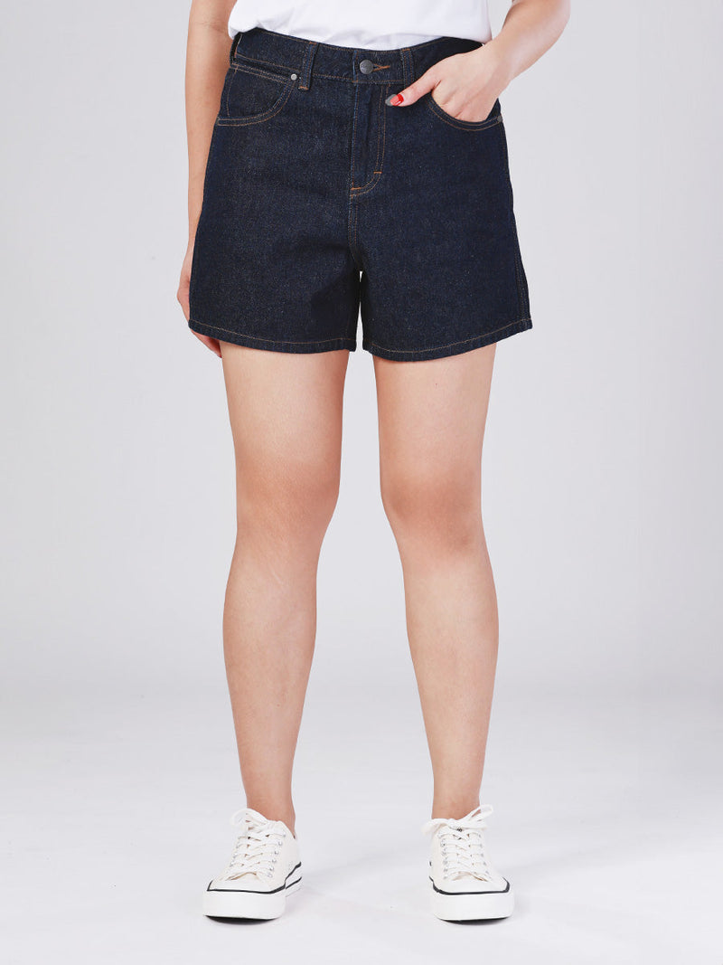 SHORTS FIT MID RISE WOMEN'S DENIM SHORTS DARK INDIGO