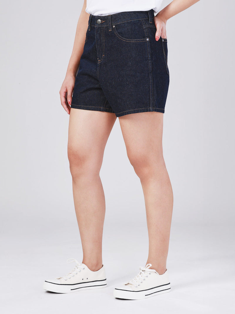 SHORTS FIT MID RISE WOMEN'S DENIM SHORTS DARK INDIGO