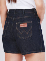 SHORTS FIT MID RISE WOMEN'S DENIM SHORTS DARK INDIGO