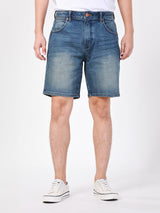 กางเกงขาสั้นผู้ชาย คอลเลคชั่น LEGEND OF WRANGLER FRONTIER SHORTS FIT เอวกลาง ทรงกระบอก สียีนส์กลาง