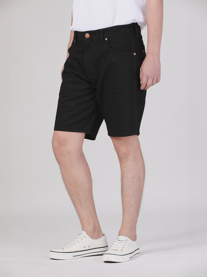 LEGEND OF WRANGLER COLLECTION FRONTIER SHORTS FIT MID RISE COMFORT MEN'S DENIM SHORTS BLACK